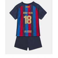 Barcelona Jordi Alba #18 Hjemmebanesæt Børn 2022-23 Kortærmet (+ Korte bukser)